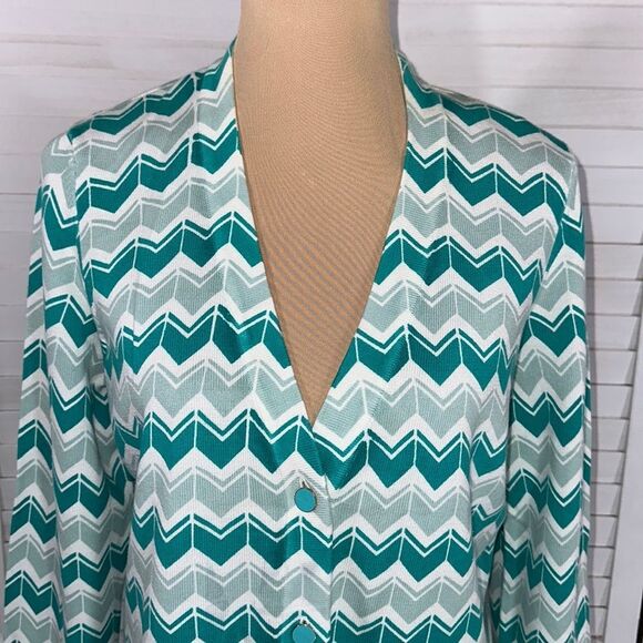 Lands' End Cardigan Large 14/16 Surf Green NWOT * - Picture 6 of 14